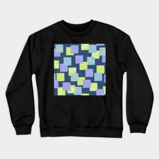 Abstract sticky notes in honeydew melon green, navy blue, lavender sky blue mod squares Crewneck Sweatshirt